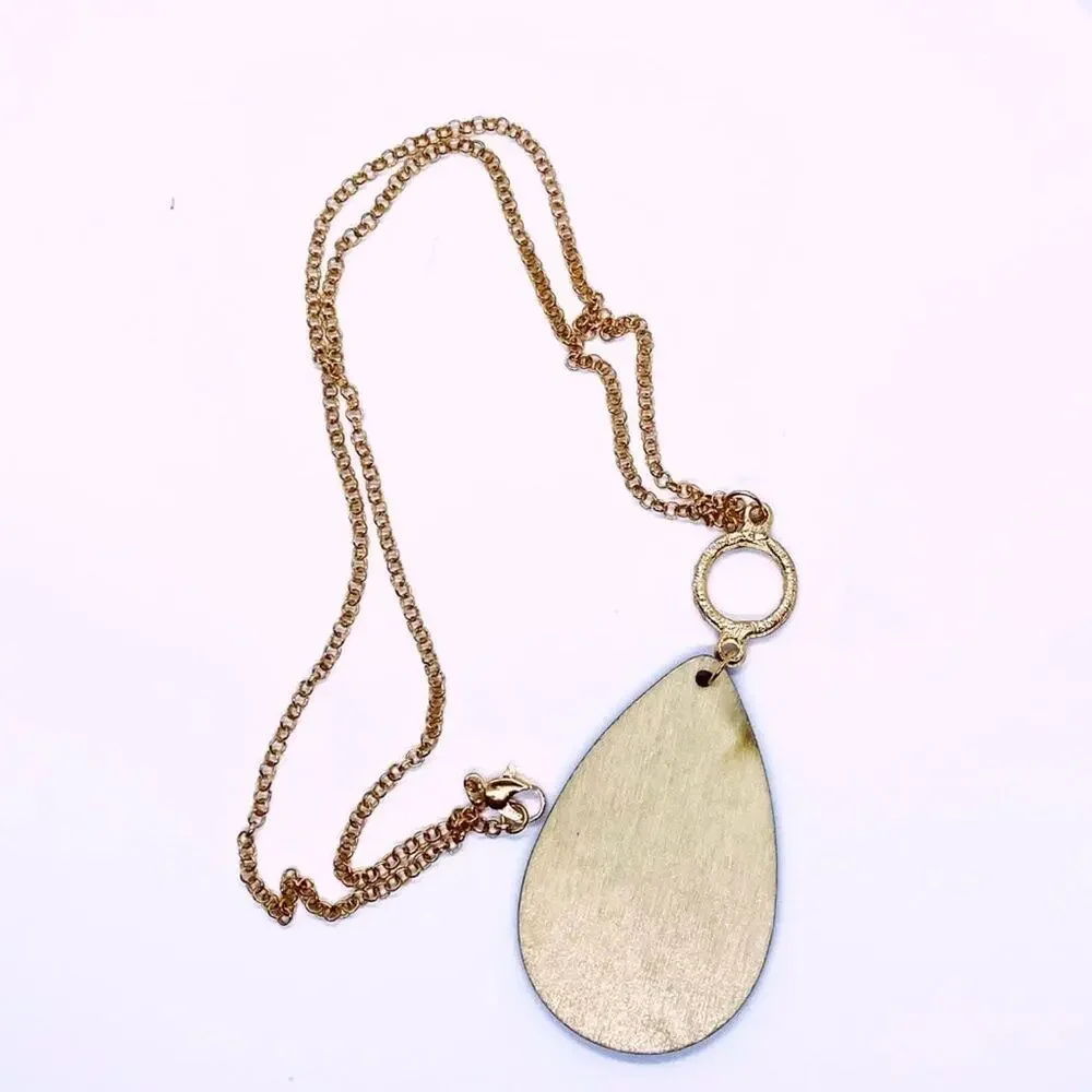 Gold-Tone Rhinestone Hand  Painted Wood Necklace